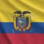 Ecuador flag depicted on folded wavy fabric of old cloth close up