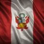 Flag with original proportions. Closeup of grunge flag of Peru
